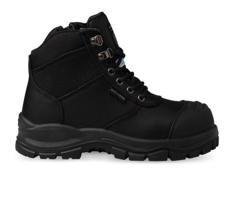 SKECHERS Men's Black zip Composite Toe Safety Work Boot, Memory Foam Comfort