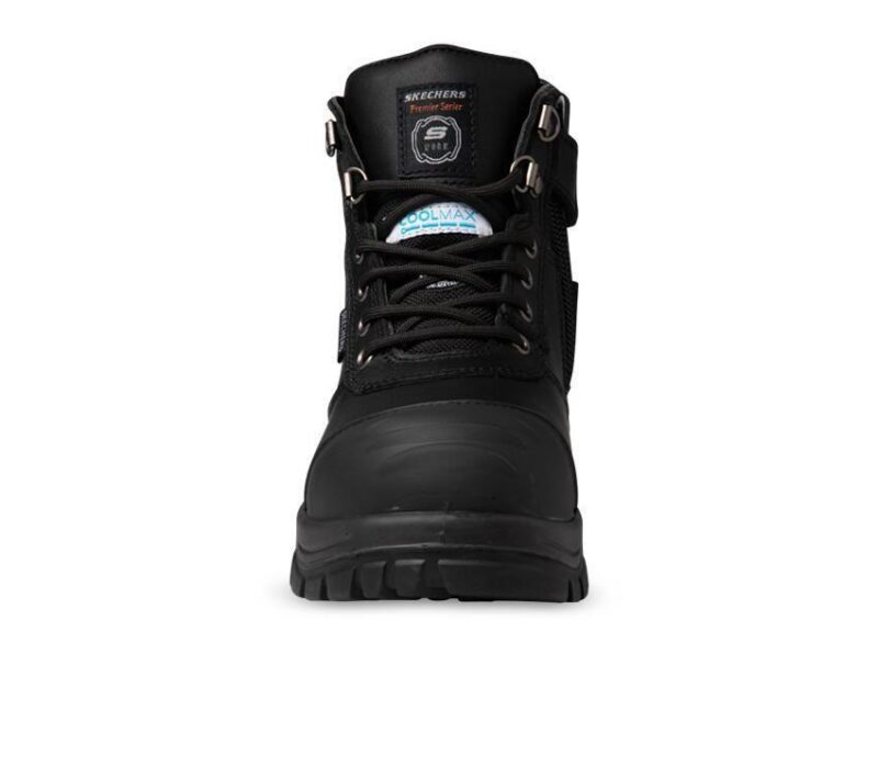 SKECHERS Men's Black zip Composite Toe Safety Work Boot, Memory Foam Comfort