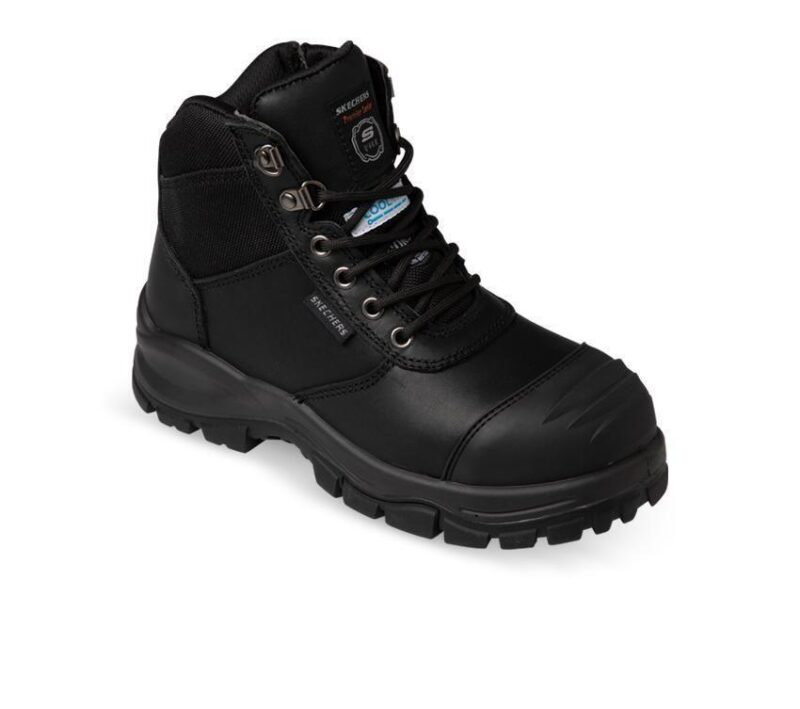 SKECHERS Men's Black zip Composite Toe Safety Work Boot, Memory Foam Comfort
