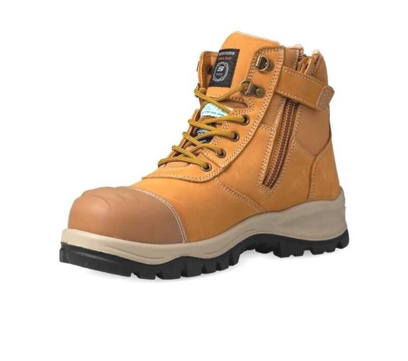 Sketchers Men's Wheat zip Composite Toe Safety Work Boot, Memory Foam Comfort