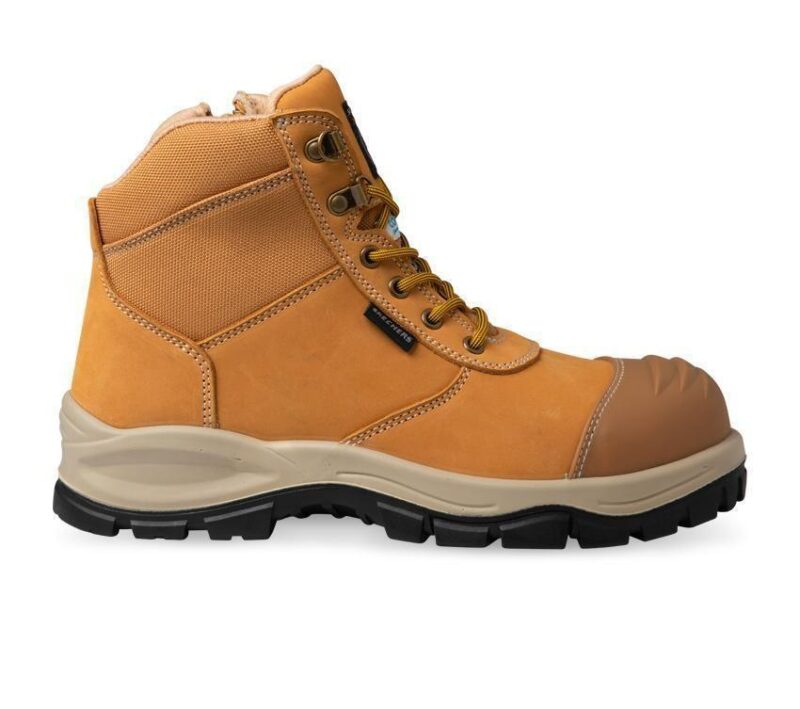 Sketchers Men's Wheat zip Composite Toe Safety Work Boot, Memory Foam Comfort