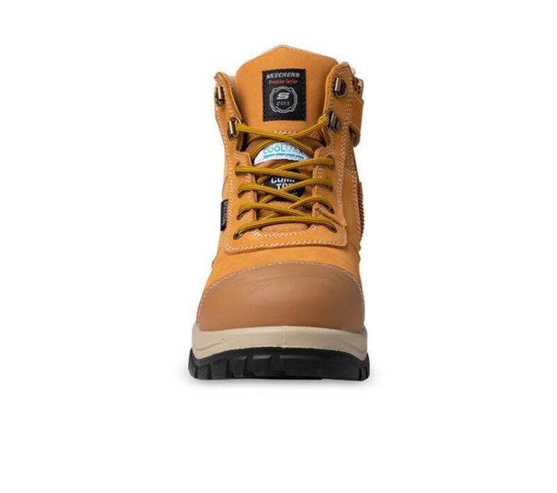 Sketchers Men's Wheat zip Composite Toe Safety Work Boot, Memory Foam Comfort