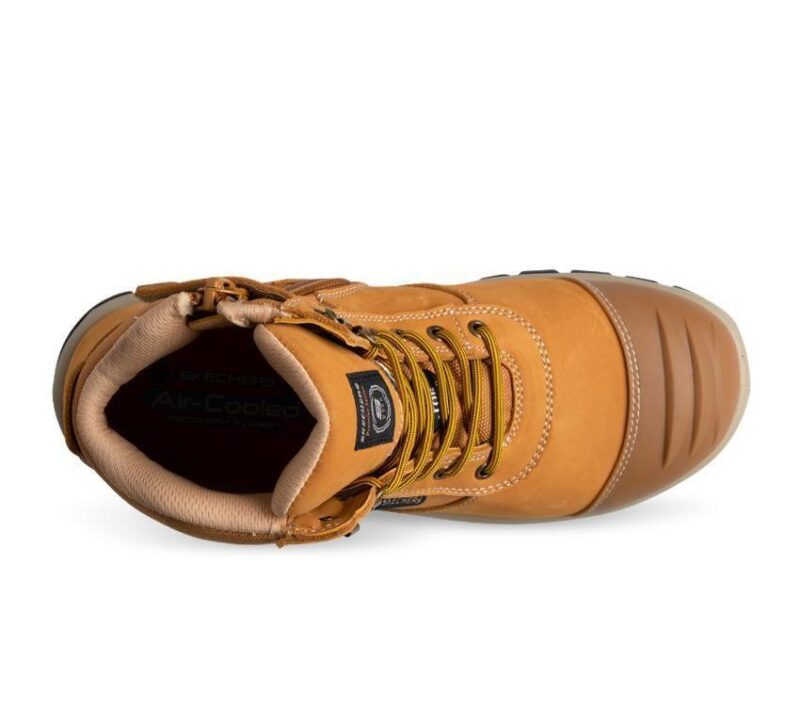 Sketchers Men's Wheat zip Composite Toe Safety Work Boot, Memory Foam Comfort