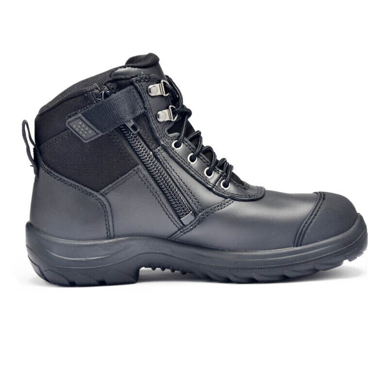 Oliver 34660 Work Boot. Steel Toe Safety. Black Leather. ZIP-SIDE & SCUFF CAP
