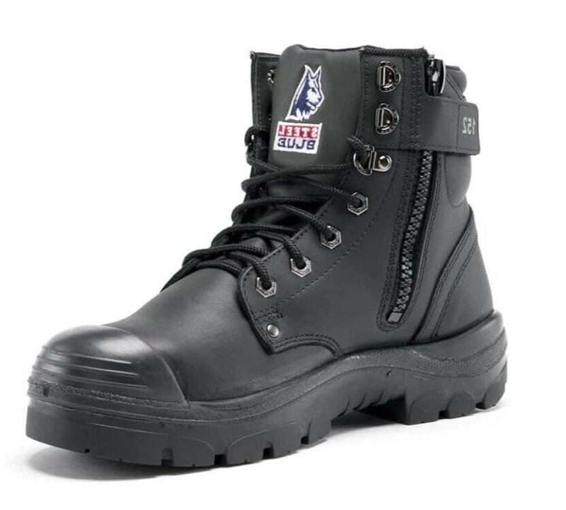 Steel Blue 'Argyle' 332152 Black Work Boots. Steel Cap Safety. Zip Side Bump Cap