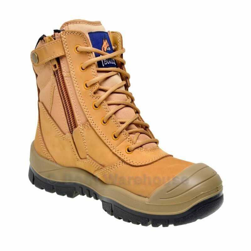Mongrel 451050 Work Boots. Steel Toe Safety. Wheat Hi-Leg Zip Sider. PRESS STUD!