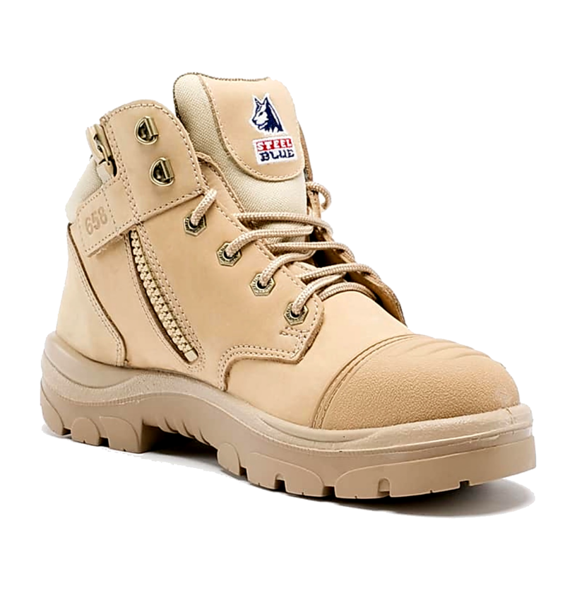 Steel Blue Parkes 312658 SAND Steel Toe Cap Safety Work Boots. ZIP & SCUFF CAP