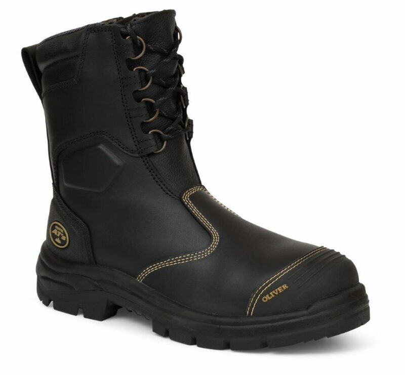 Oliver Work Boots 55380, Black Steel Toe Safety High Leg, Zip Side Riggers Boot
