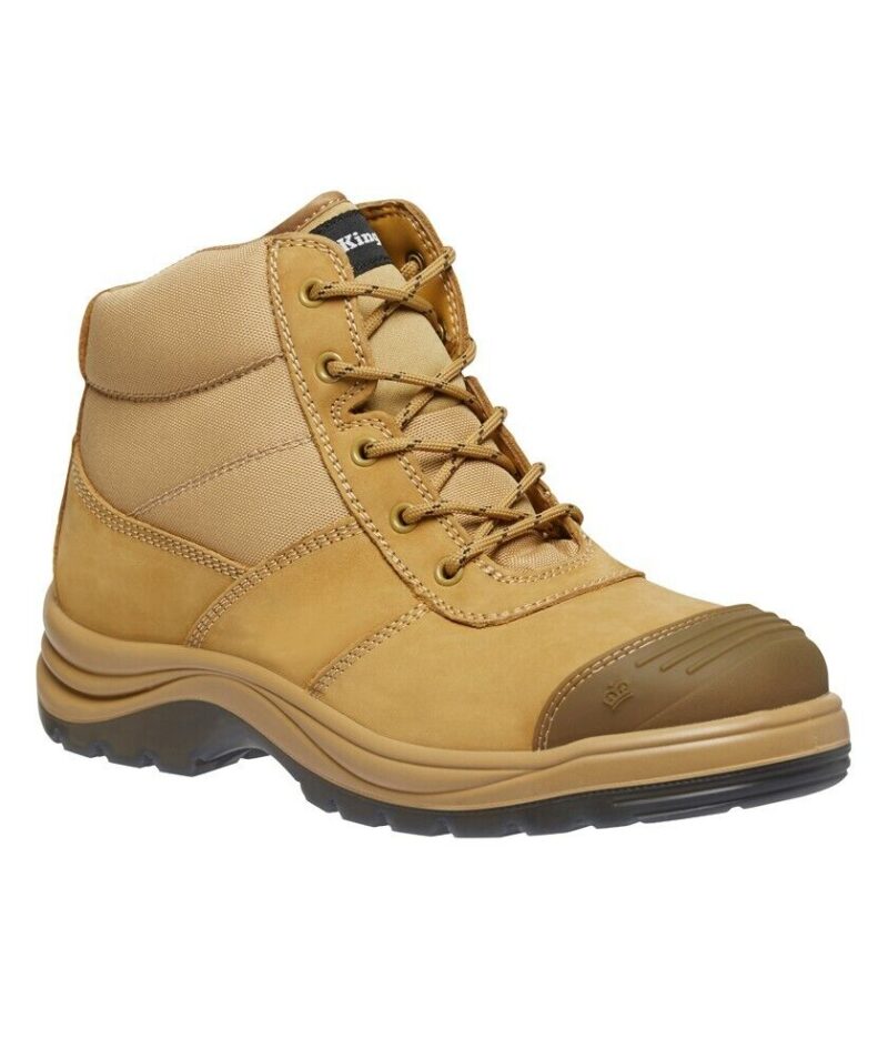 KingGee K27100 TRADIE Men's Safety Work Boots. Zip Side Wheat Leather, King Gee