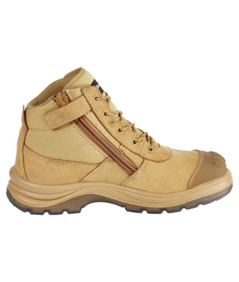 KingGee K27100 TRADIE Men's Safety Work Boots. Zip Side Wheat Leather, King Gee