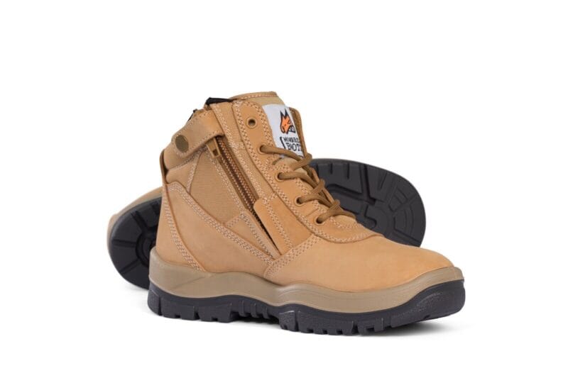 Mongrel 261050 Work Boots. Steel Toe Safety.  Wheat Zip-Side. BAMBOO SOCKS COMBO