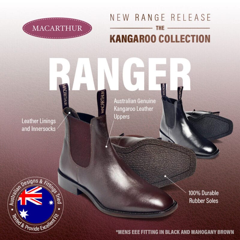 Macarthur "Ranger Black" Men's kangaroo leather dress boot - Wide EEE Fitting