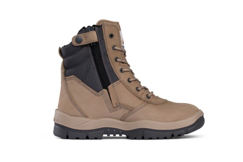 Mongrel 251060 STONE Work Boots. Steel Toe Safety. Hi-Leg Comfortable Zip Sider.
