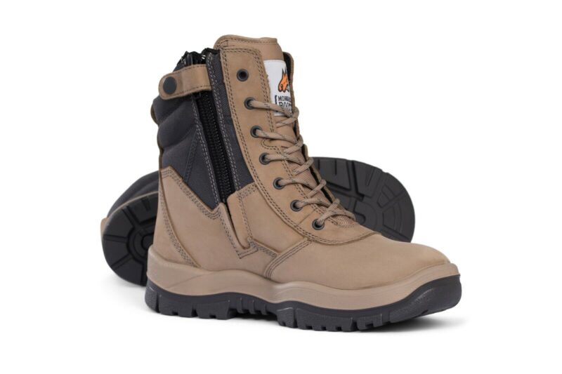 Mongrel 251060 STONE Work Boots. Steel Toe Safety. Hi-Leg Comfortable Zip Sider.