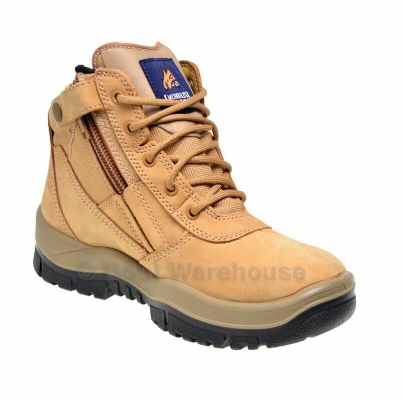 Mongrel 261050 Work Boots. Steel Toe Safety.  Wheat Zip-Sider,  PRESS STUD CLIP!