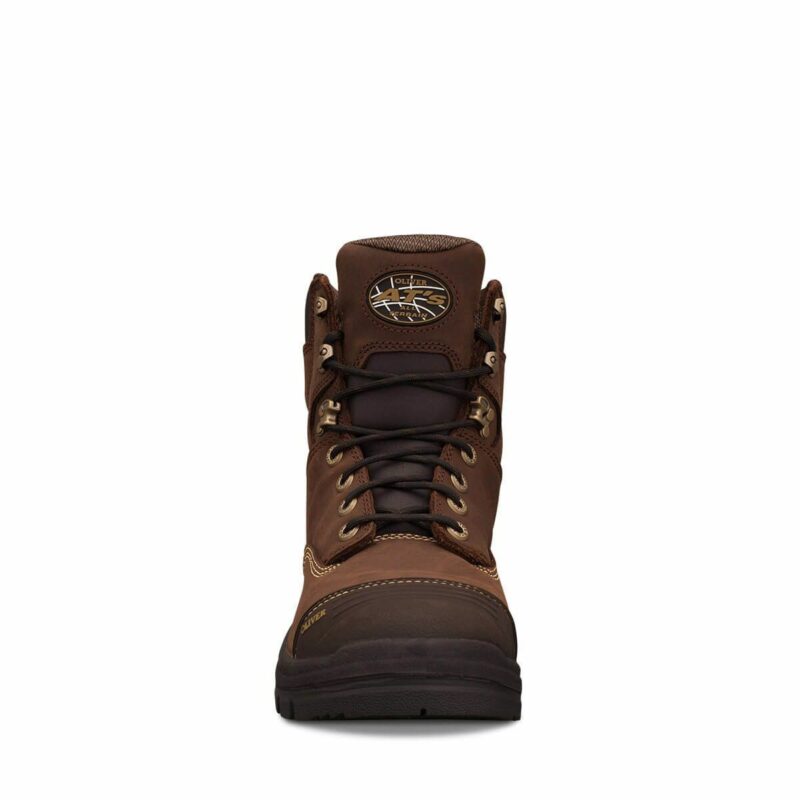 Oliver Work Boots, 55337 Steel Toe Safety. 'Brown' 150mm (6") Lace-Up. Scuff Cap