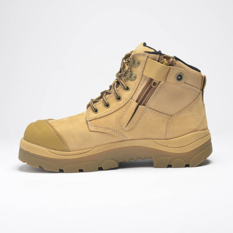 Wide Load 'S3' 690WZ  Extra Wide, Steel Cap Safety Boots. Wheat Nubuck. Side Zip
