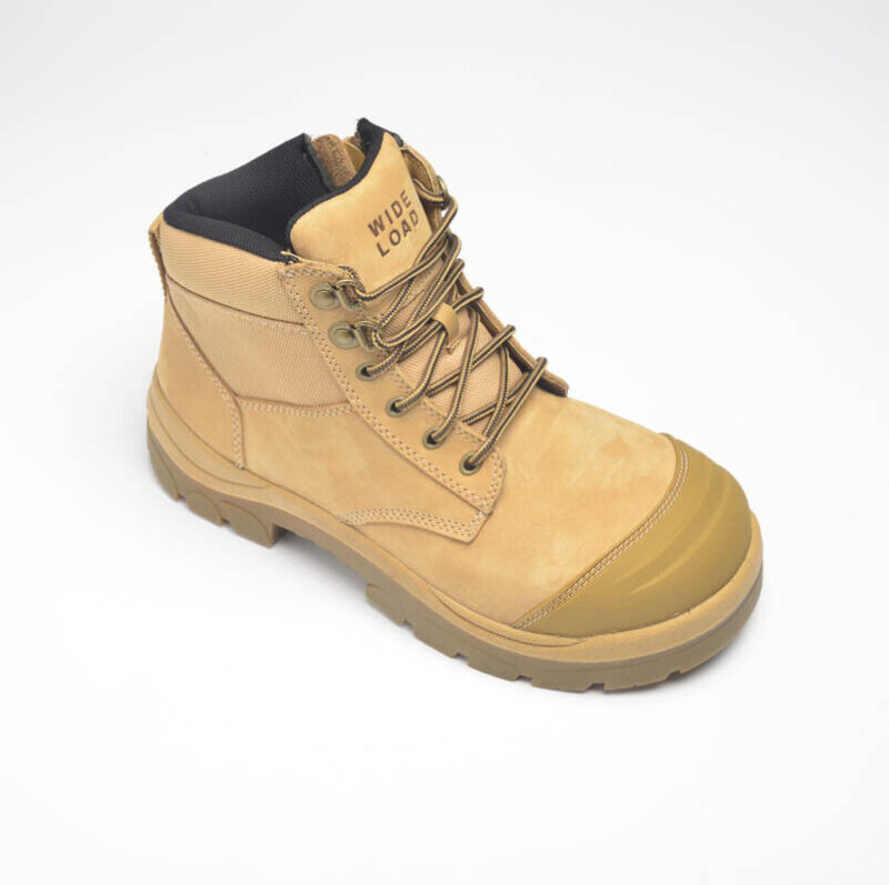 Wide Load 'S3' 690WZ  Extra Wide, Steel Cap Safety Boots. Wheat Nubuck. Side Zip
