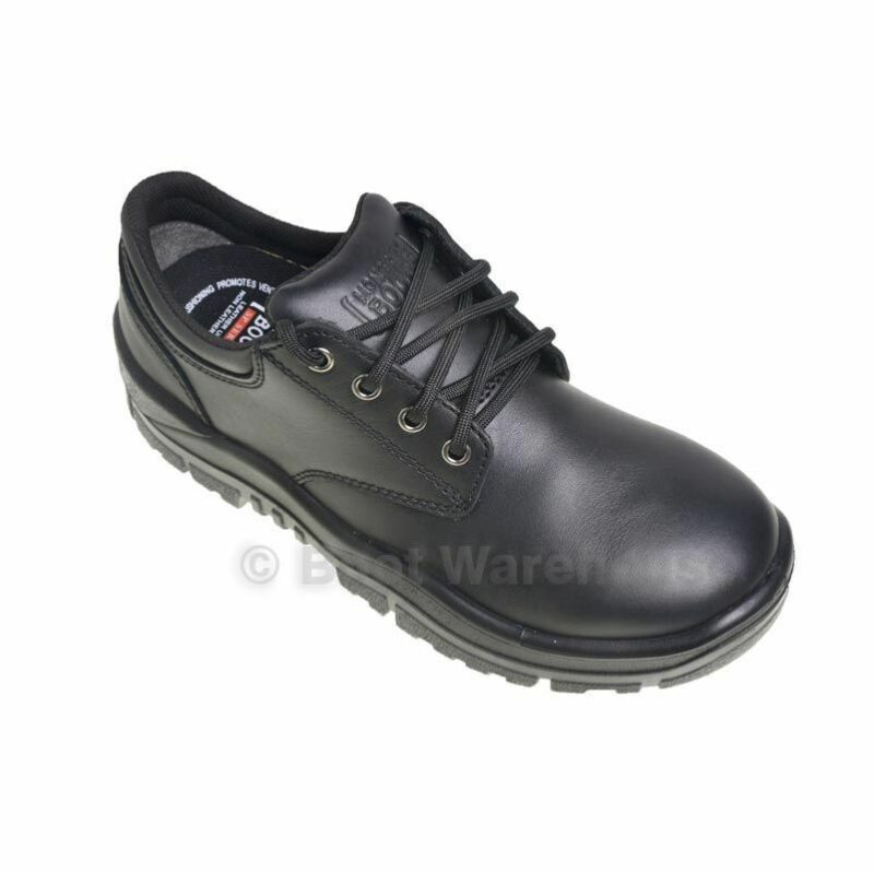 Mongrel Boots, 210025, Steel Toe,  Black 'Derby', Safety Work Shoe.  FREE LACES!