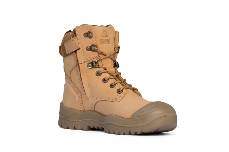 Mongrel 561050 Work Boots. Safety Steel Toe Cap.  Wheat, High Ankle, ZipSider.