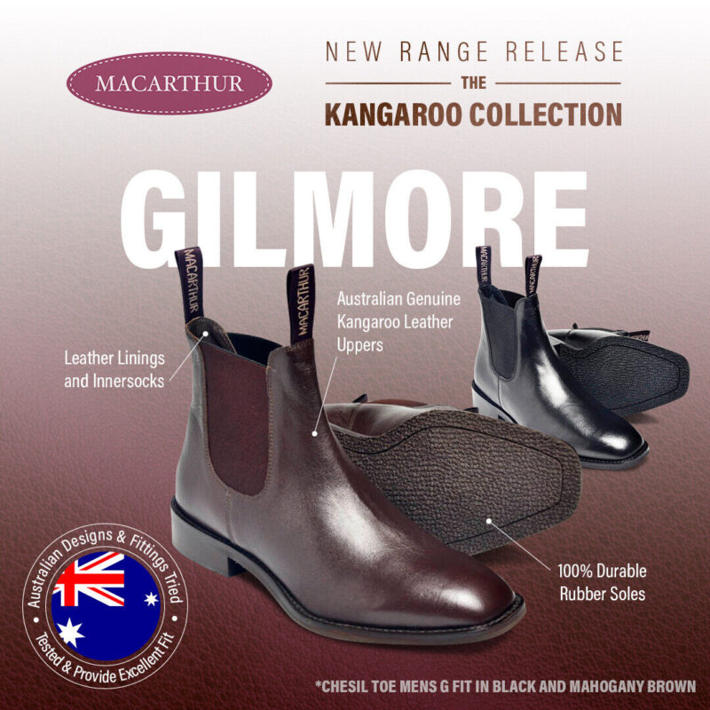 Macarthur "Gilmore Black" Men's Australian kangaroo leather dress boot