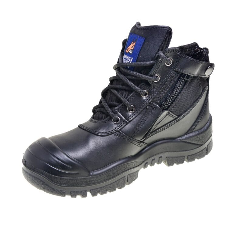 Mongrel 461020 Work Boots. Steel Toe Safety. Black, Zip-Sider, Scuff Cap,  NEW!