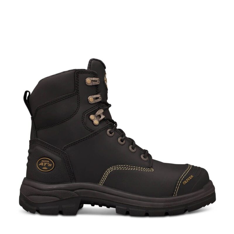 Oliver Work Boots, 55345, Steel Cap Safety , Black Leather, Water Resistant