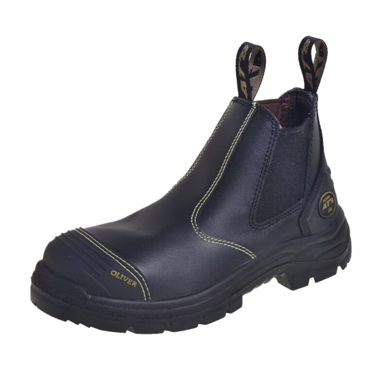 Oliver Work Boots 55320. Black, Elastic Sided, Water Resistant Steel Toe Safety