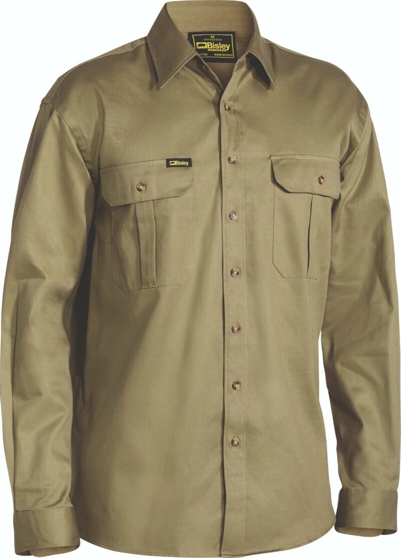 Bisley Men's Work Shirt BS6433 Original Cotton Drill - Long Sleeve. LARGE SIZES!