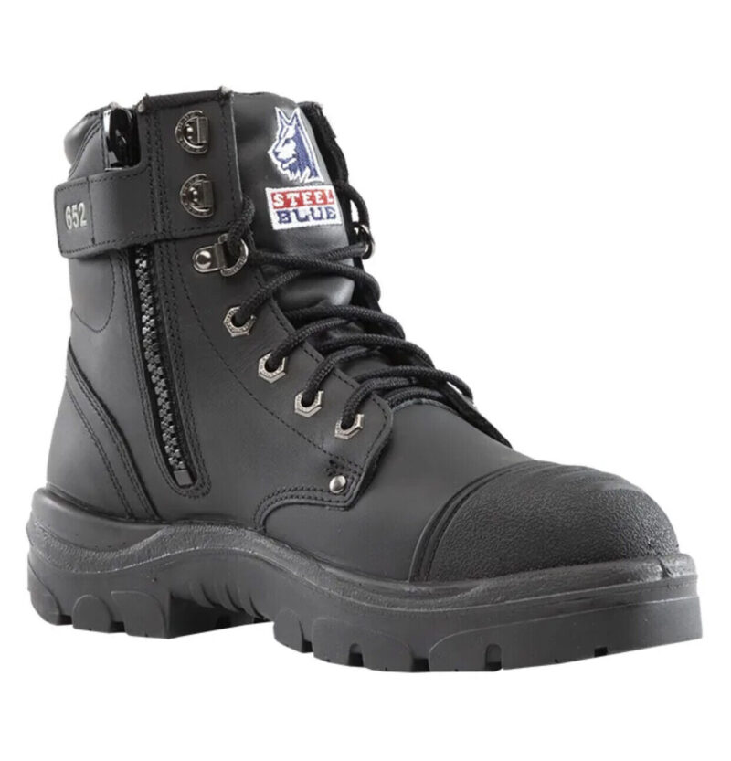 Steel Blue "312652" Black Argyle Zip Steel Cap Safety Work Boots. NEW Scuff Cap