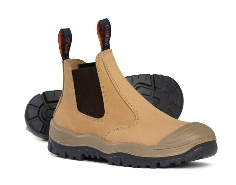 Mongrel 440050 Work Boots. Steel Toe Safety. Wheat Elastic Pull On + Scuff Cap