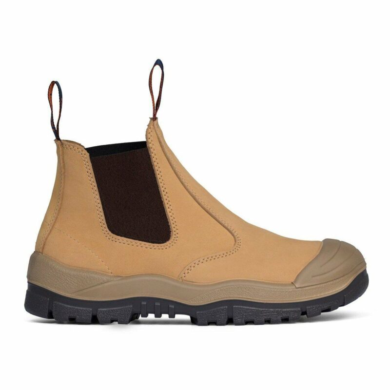 Mongrel 440050 Work Boots. Steel Toe Safety. Wheat Elastic Pull On + Scuff Cap