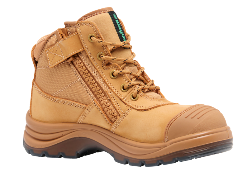 KingGee K26491 TRADIE Women's Wheat Safety Work Boot. Zip Side, Scuff, King Gee