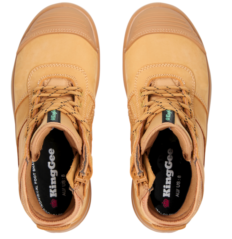 KingGee K26491 TRADIE Women's Wheat Safety Work Boot. Zip Side, Scuff, King Gee