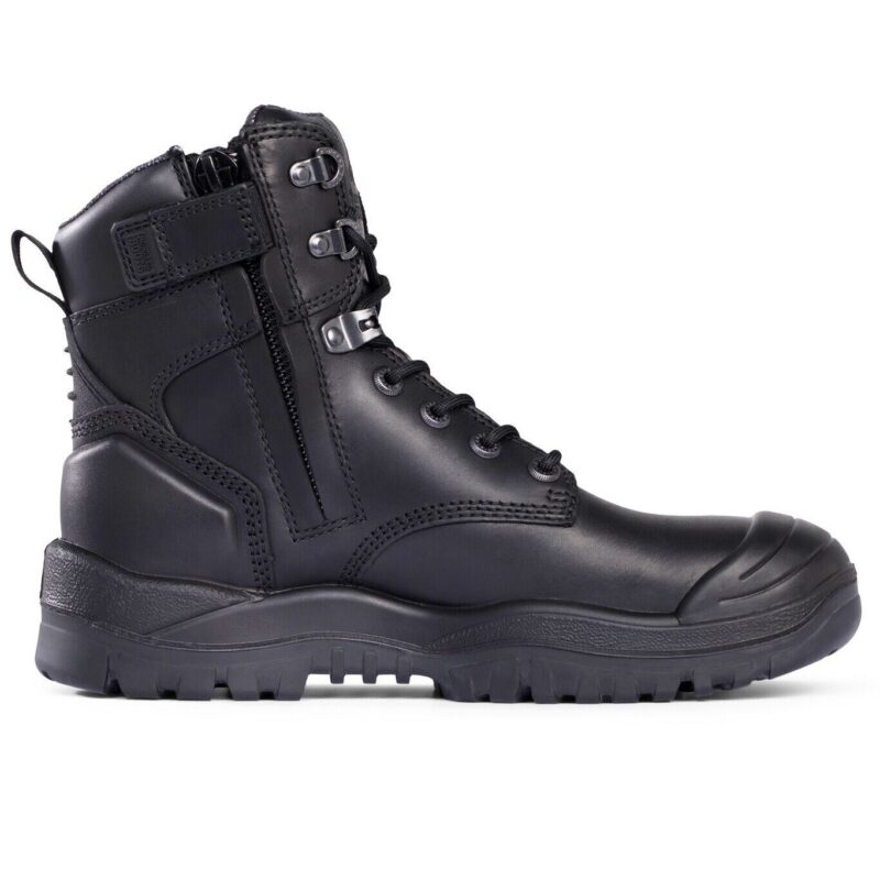 Mongrel 561020 Work Boots. Safety Steel Toe Cap.  Black, High Ankle, Zip Sider.