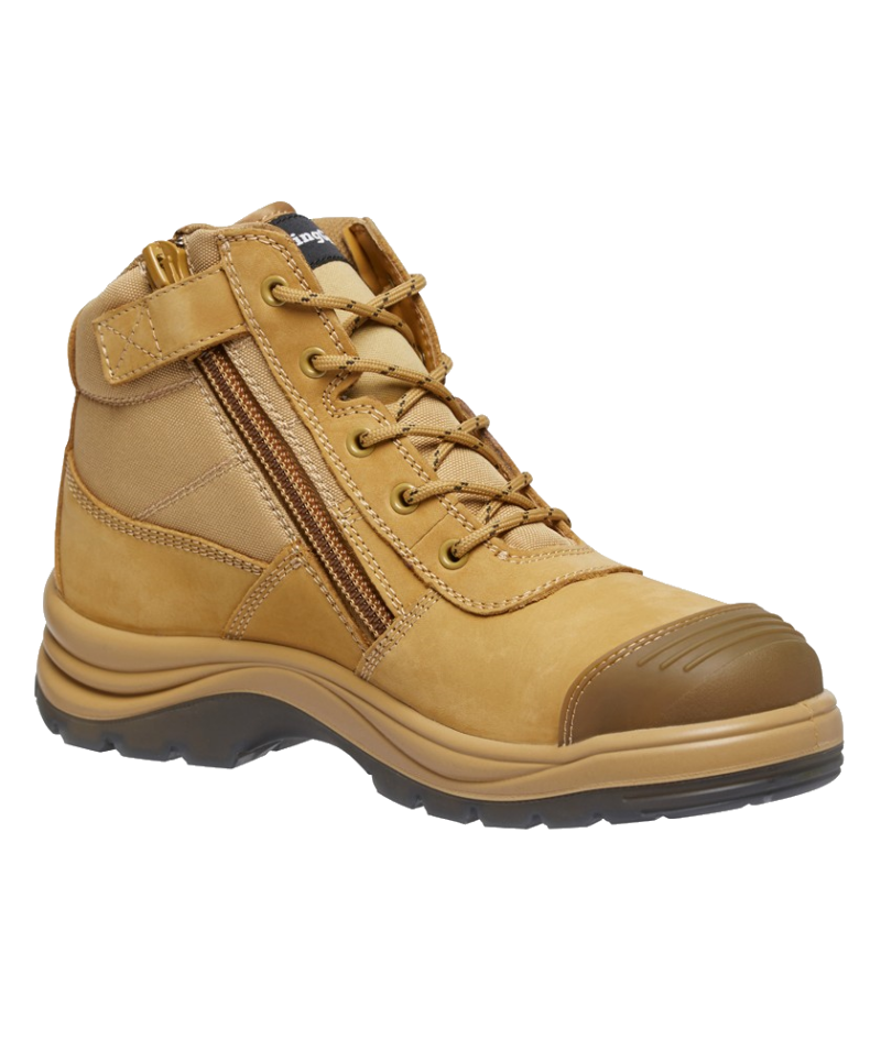 KingGee K27100 TRADIE Men's Safety Work Boots. Zip Side Wheat Leather, King Gee