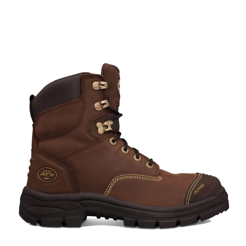 Oliver Work Boots, 55337 Steel Toe Safety. 'Brown' 150mm (6") Lace-Up. Scuff Cap