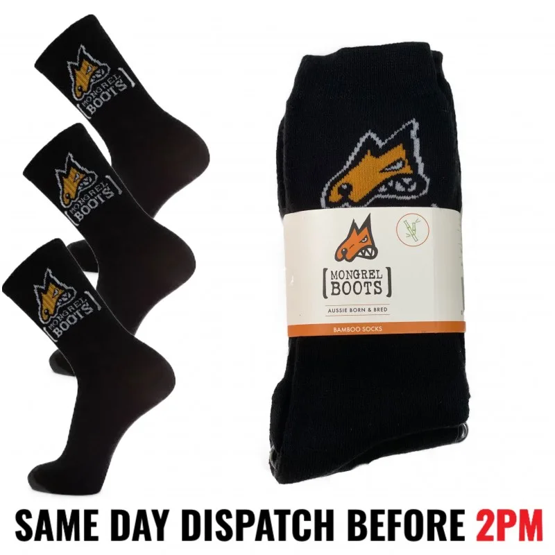 Mongrel Bamboo Socks Black -  3 PACK