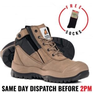 Mongrel 461060 Work Boots Steel Toe Safety STONE Zip SCUFF CAP! AU  STOCK !