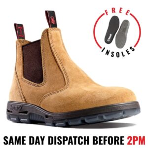 Redback Work Boots USBBA Steel Cap Safety. Elastic Sided Bobcat Banana Suede