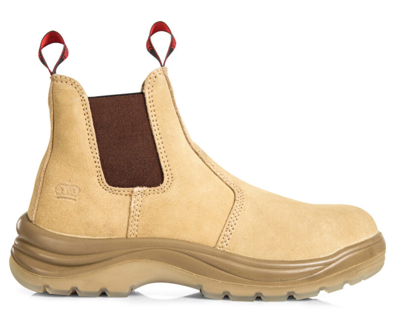 KingGee K25180 'FLINDERS' SAND Pull-On Work Boots. Steel Cap Safety, King Gee