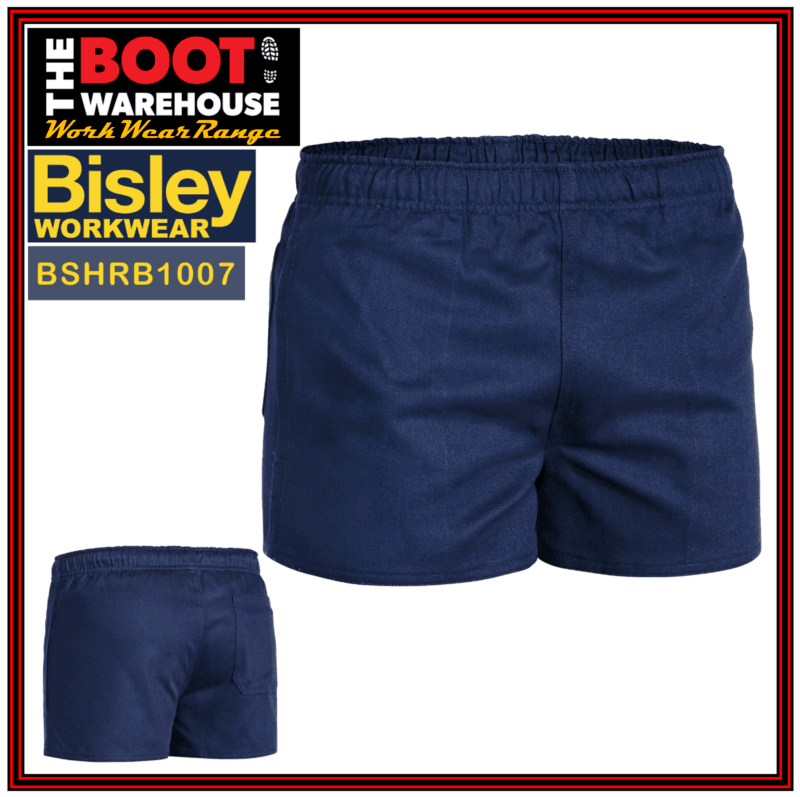 Bisley BSHRB1007 Mens Trade Workwear Rugby Shorts 100%Cotton - Elastic Waistband