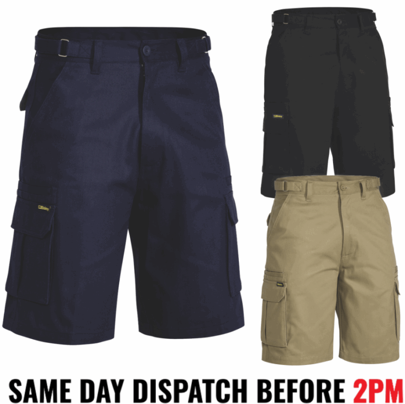 Bisley Men's Cargo Work Shorts BSHC1007 8 Pockets