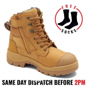 Blundstone RotoFlex 8060 Wheat Steel Toe Safety Work Boots, 150mm, Zip Side, TPU sole - 8 UK / AUS