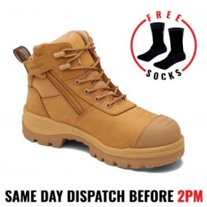 Blundstone RotoFlex 8550 Wheat Composite Toe Safety Work Boots, Zip Side, TPU sole