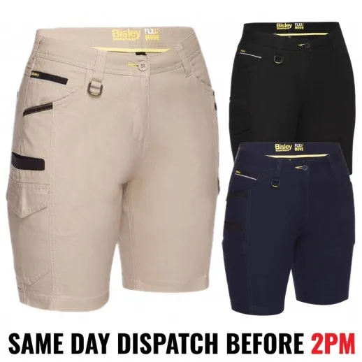 Bisley BSHL1044 Women's Cotton Cargo Shorts. Flex & Move