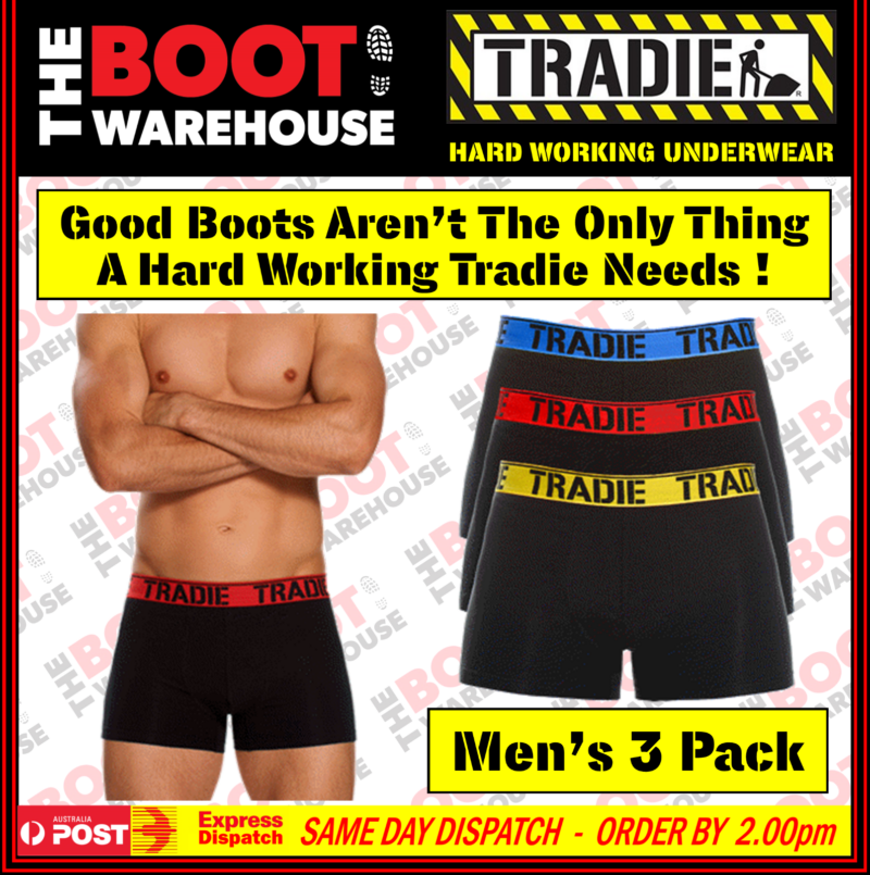 TRADIE UNDERWEAR 'BRIGHTS' - COTTON TRUNKS  -  3 PACK - MADE TRADIE TOUGH