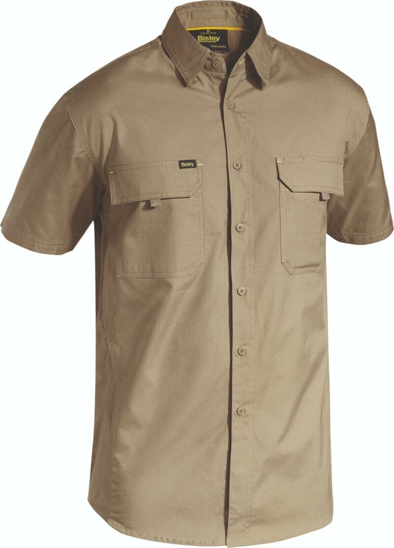 Bisley BS1414 Mens Work Shirt Ripstop Cotton X Airflow Ventilation Short Sleeve