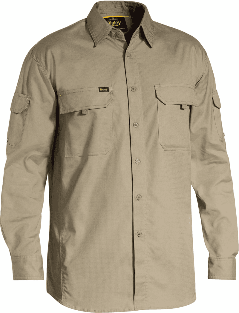 Bisley BS6414 Mens Work Shirt Ripstop Cotton X Airflow Ventilation Long Sleeve