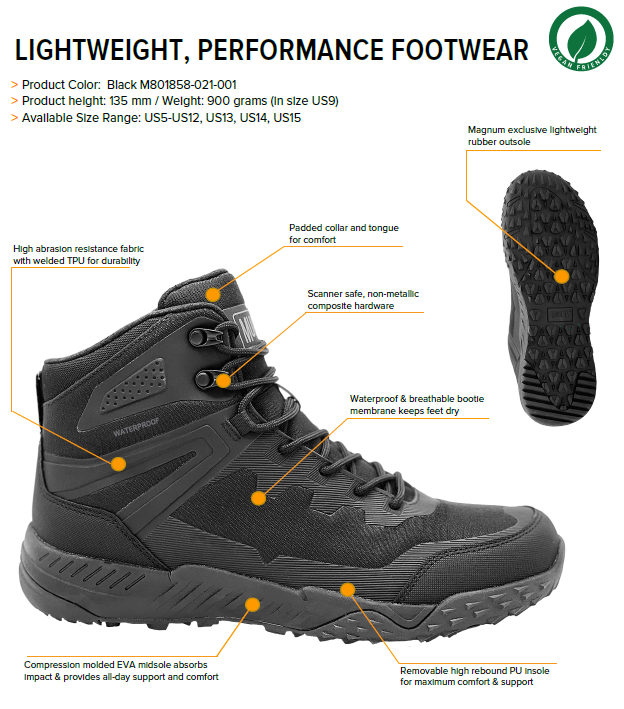 Magnum BOXER MID MBX600 Black Men s Soft Toe 100 Waterproof Lightweight Boot The Boot Warehouse